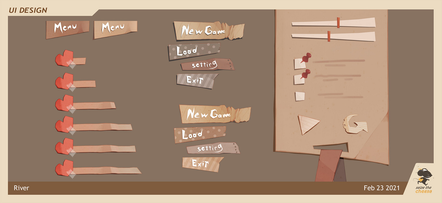 Seize the Cheese UI design, elements compilation